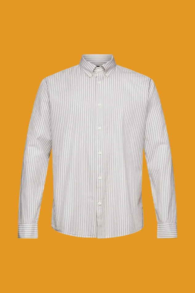 Shirts Men Esprit Striped Sustainable Cotton Shirt Toffee