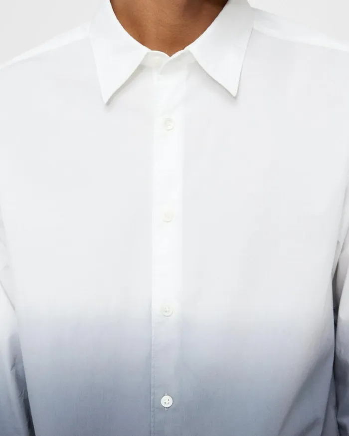 Shirts Men Theory Bronson Shirt In DipDyed Cotton Poplin WhitePestle