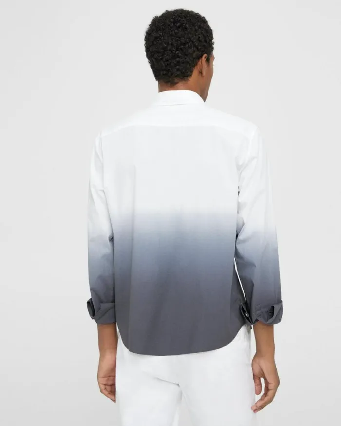 Shirts Men Theory Bronson Shirt In DipDyed Cotton Poplin WhitePestle
