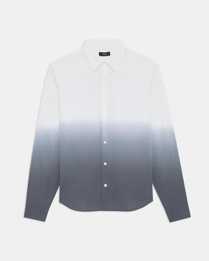Shirts Men Theory Bronson Shirt In DipDyed Cotton Poplin WhitePestle