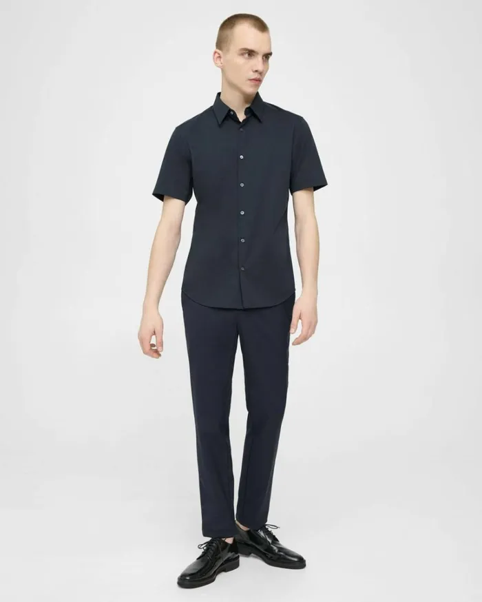 Shirts Men Theory Irving ShortSleeve Shirt In Structure Knit Eclipse Shirts Men Theory Irving ShortSleeve Shirt In Structure Knit Eclipse