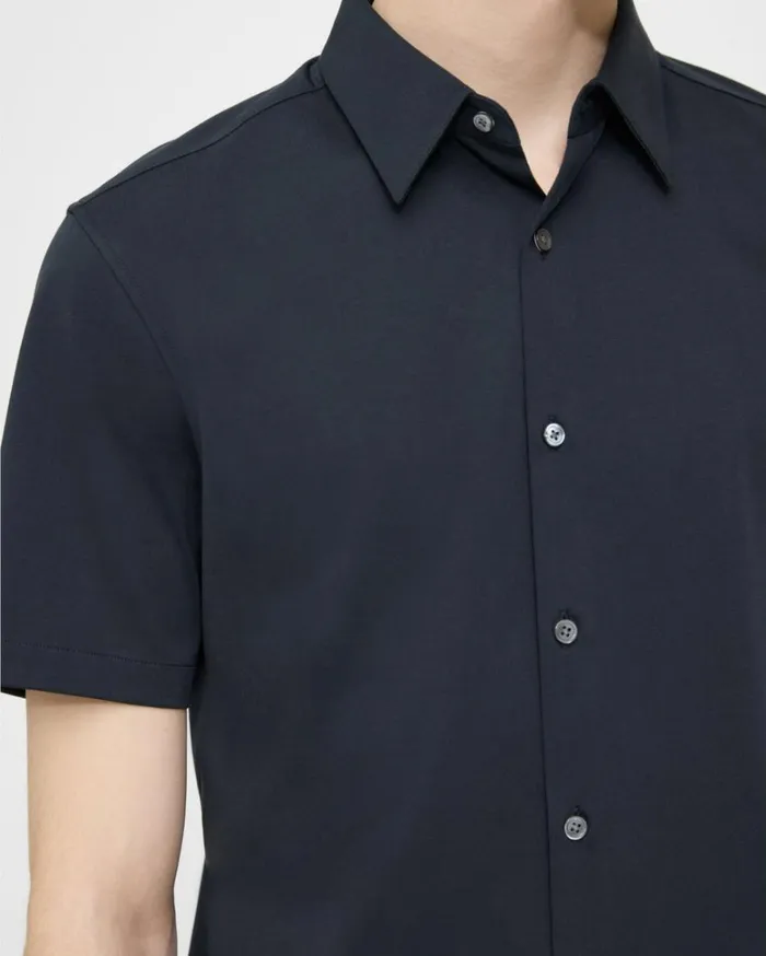 Shirts Men Theory Irving ShortSleeve Shirt In Structure Knit Eclipse Shirts Men Theory Irving ShortSleeve Shirt In Structure Knit Eclipse