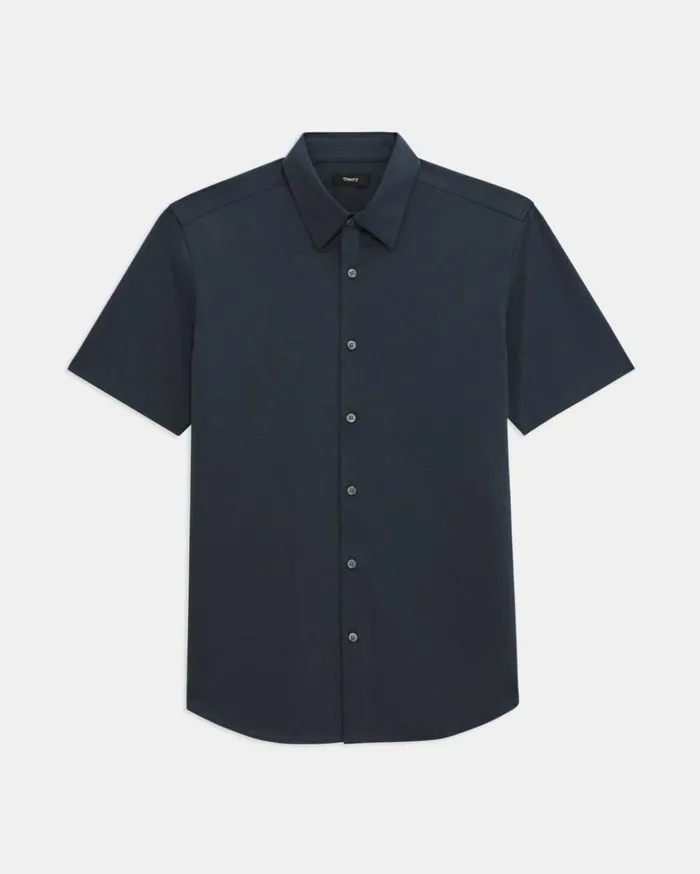 Shirts Men Theory Irving ShortSleeve Shirt In Structure Knit Eclipse Shirts Men Theory Irving ShortSleeve Shirt In Structure Knit Eclipse