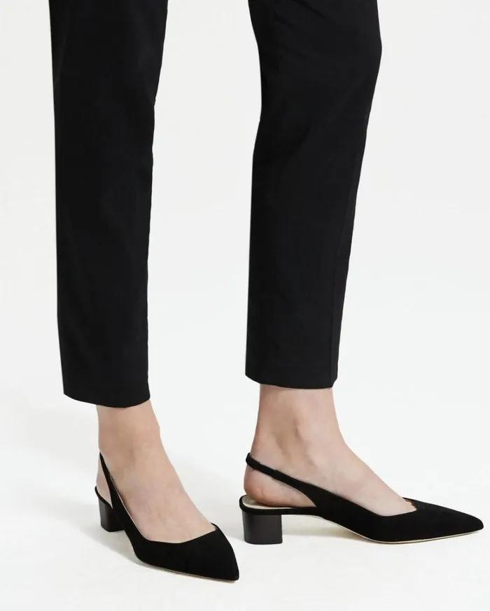 Shoes Women Theory Block Heel Slingback In Suede Black