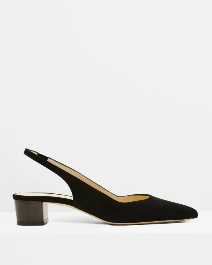 Shoes Women Theory Block Heel Slingback In Suede Black Shoes Women Theory Block Heel Slingback In Suede Black