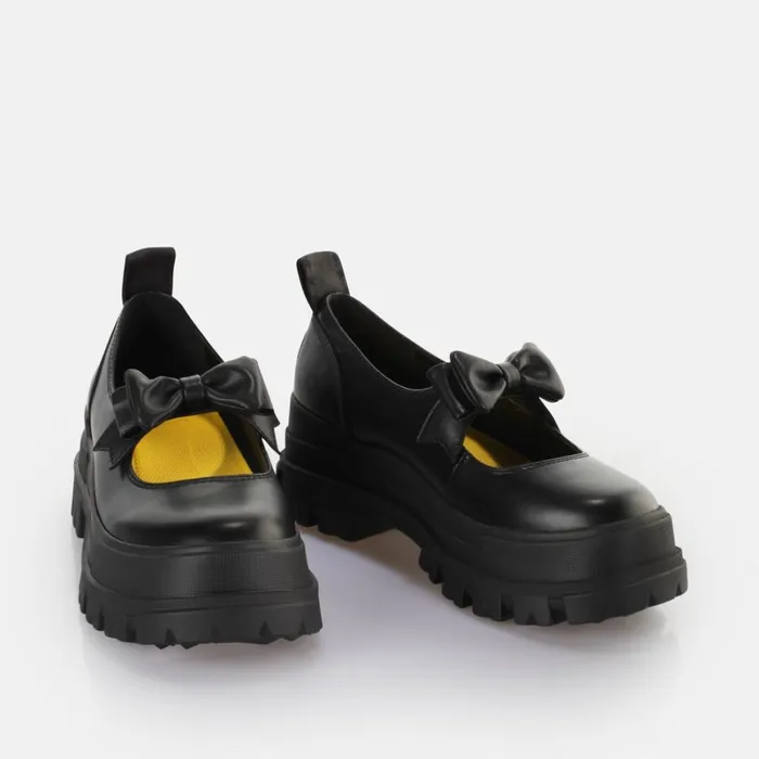Shop Aspha Ballerina Bow Black BUFFALO Ballet Flats
