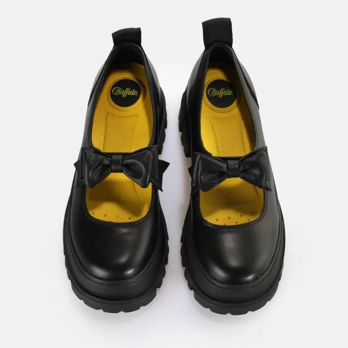 Shop Aspha Ballerina Bow Black BUFFALO Ballet Flats