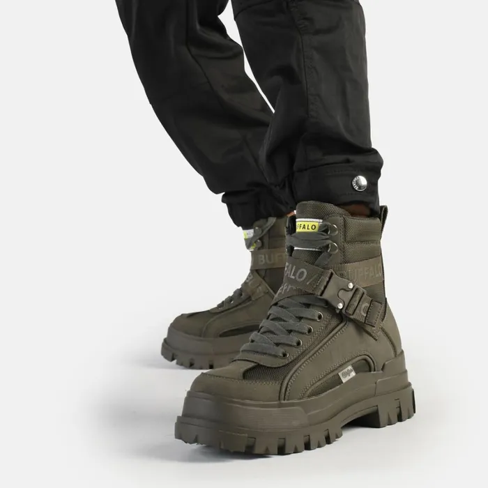 Shop Aspha Com1 Laceup MID Khaki BUFFALO Boots and AnkleBoots