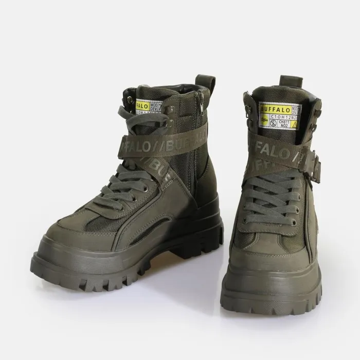 Shop Aspha Com1 Laceup MID Khaki BUFFALO Boots and AnkleBoots