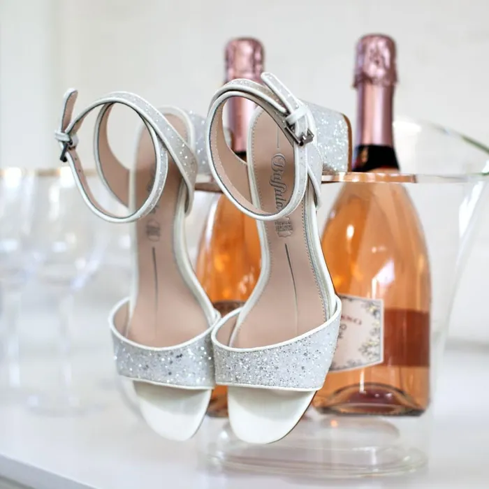 Shop Lucy Shine White Silver BUFFALO Heels