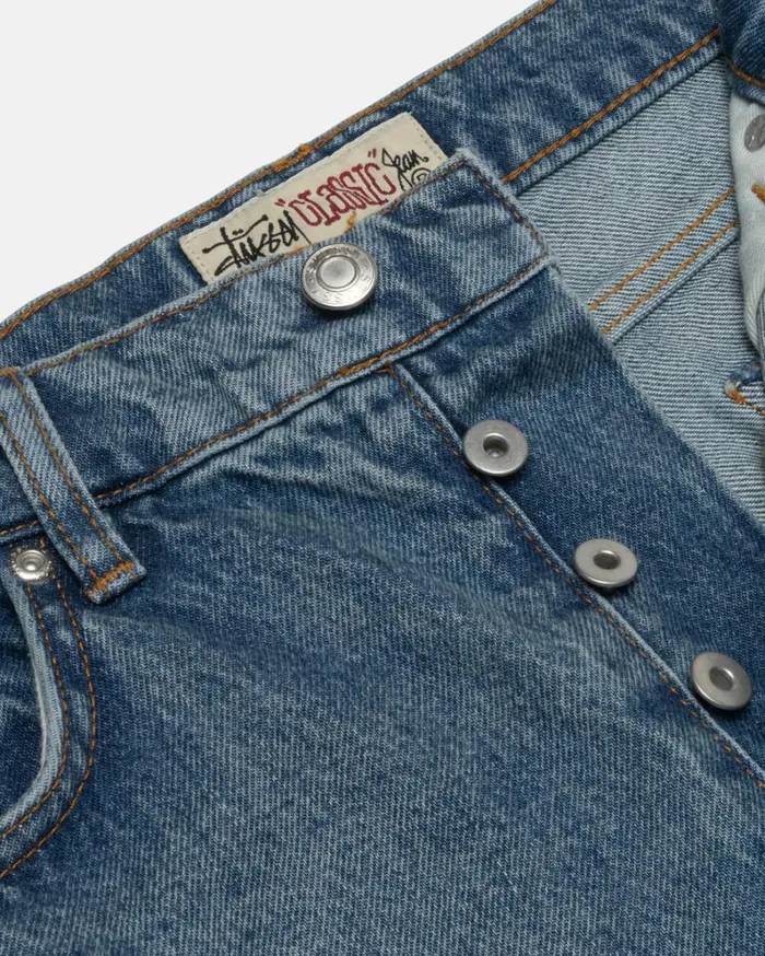 Shop Stussy CLASSIC JEAN DENIM Washed Blue
