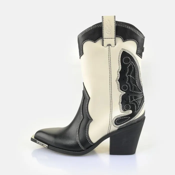 Shop West Boot Mid Whiteblack BUFFALO Boots and AnkleBoots