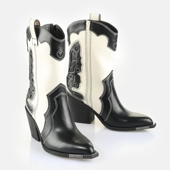 Shop West Boot Mid Whiteblack BUFFALO Boots and AnkleBoots