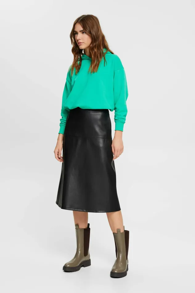 Skirts Shorts Women Esprit Curvy Faux Leather Midi Skirt Black