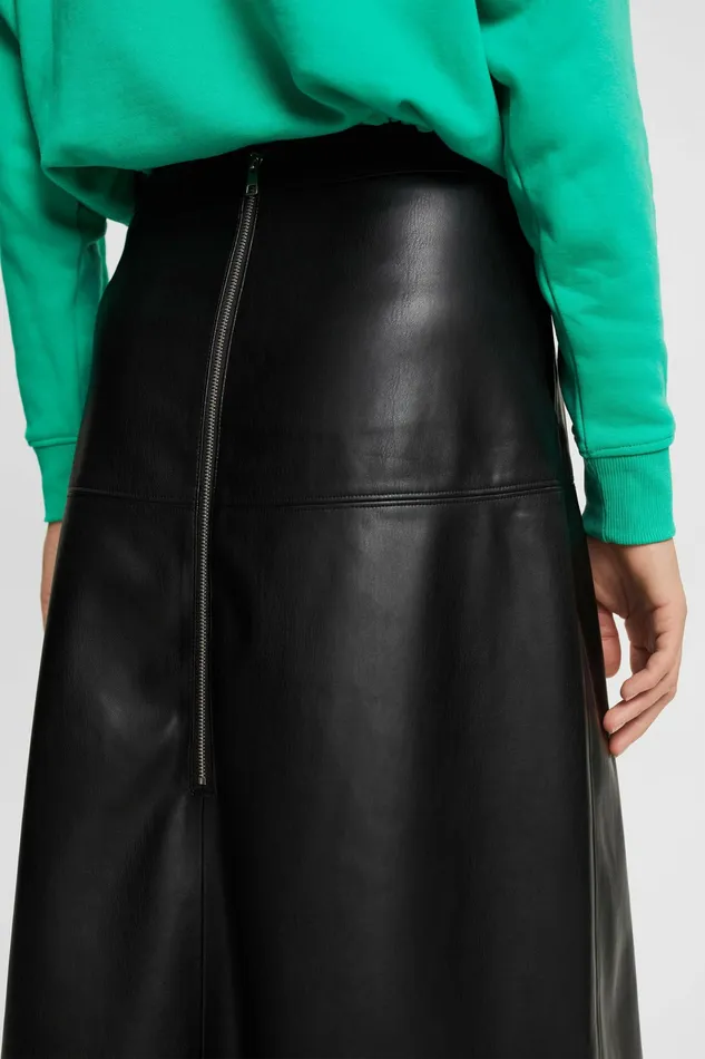 Skirts Shorts Women Esprit Curvy Faux Leather Midi Skirt Black