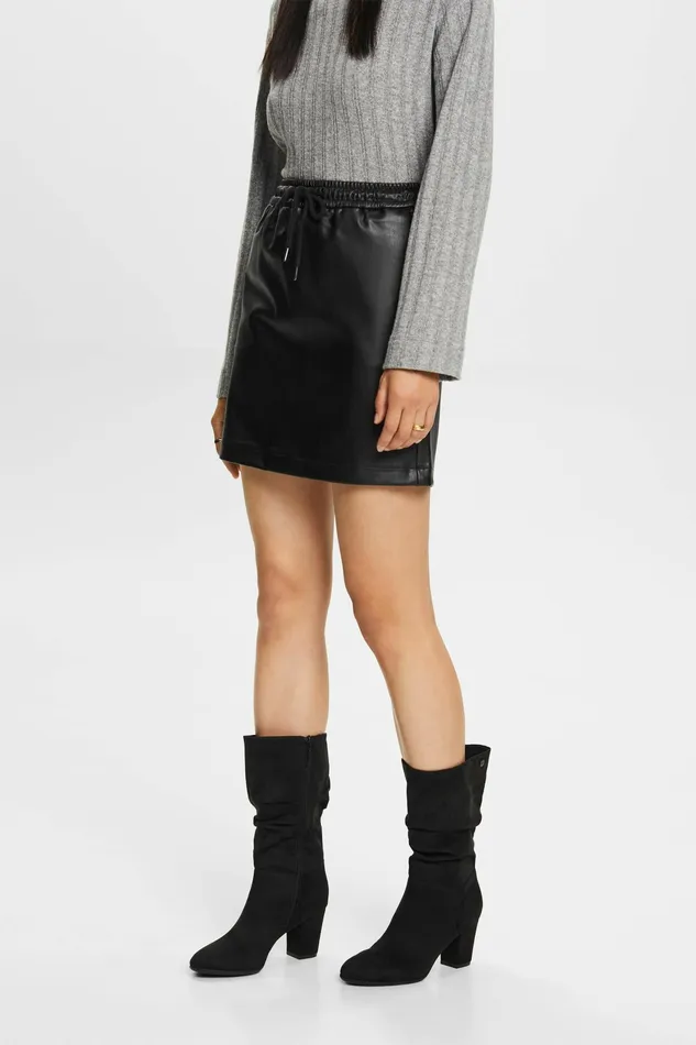 Skirts Shorts Women Esprit Faux Leather Mini Skirt Black
