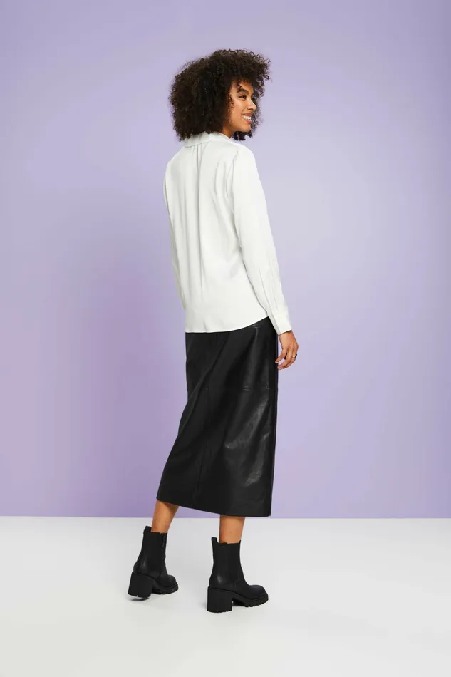 Skirts Shorts Women Esprit Leather Midi Pencil Skirt Black