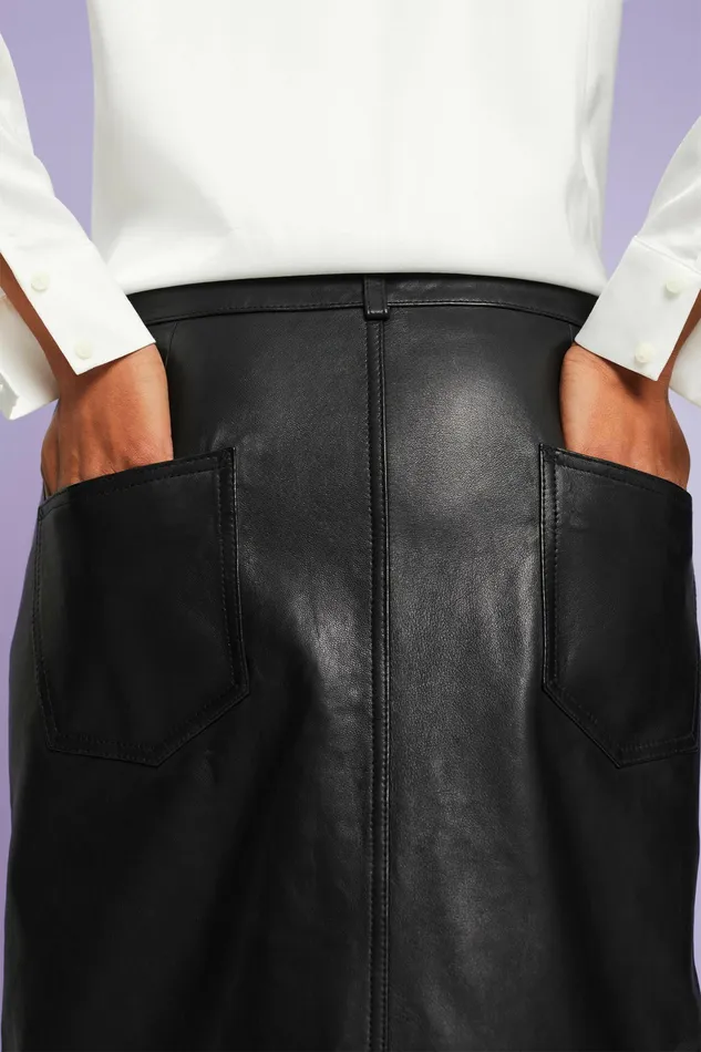 Skirts Shorts Women Esprit Leather Midi Pencil Skirt Black