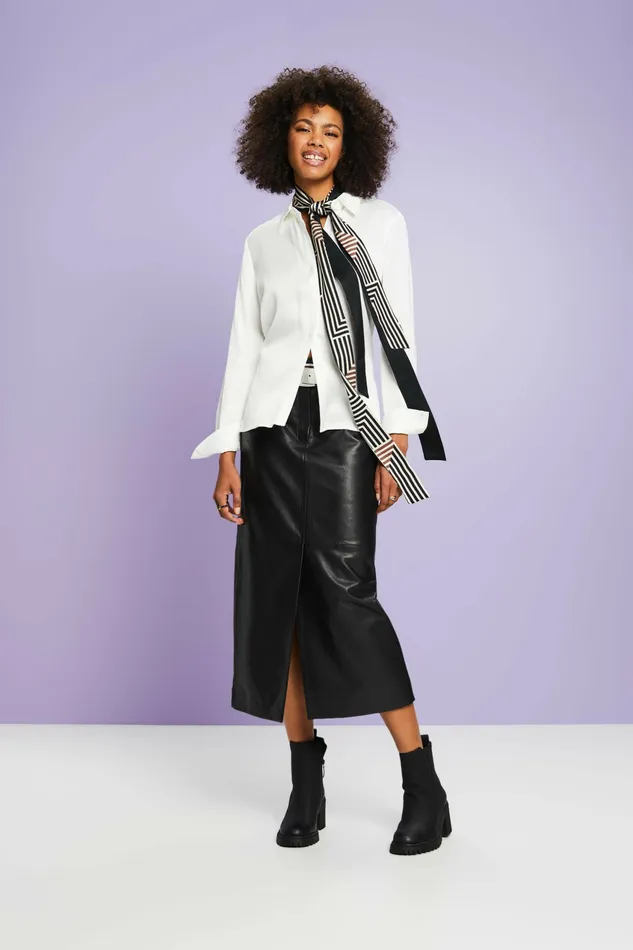 Skirts Shorts Women Esprit Leather Midi Pencil Skirt Black