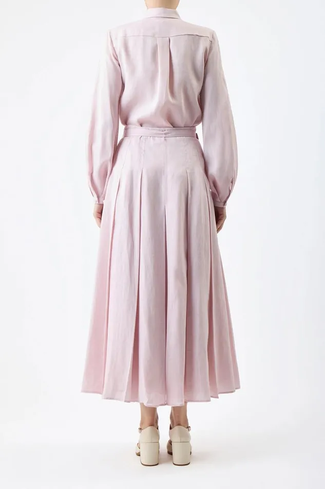 Skirts Women Gabriela Hearst Cyrielle Pleated Midi Skirt In Blush Aloe Linen