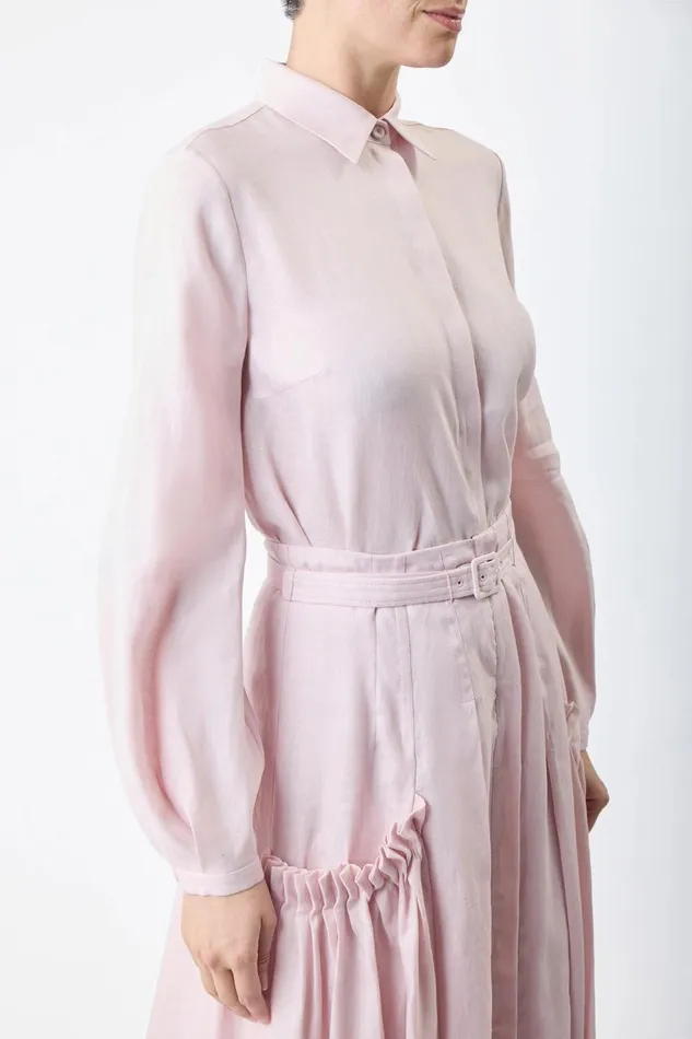 Skirts Women Gabriela Hearst Cyrielle Pleated Midi Skirt In Blush Aloe Linen