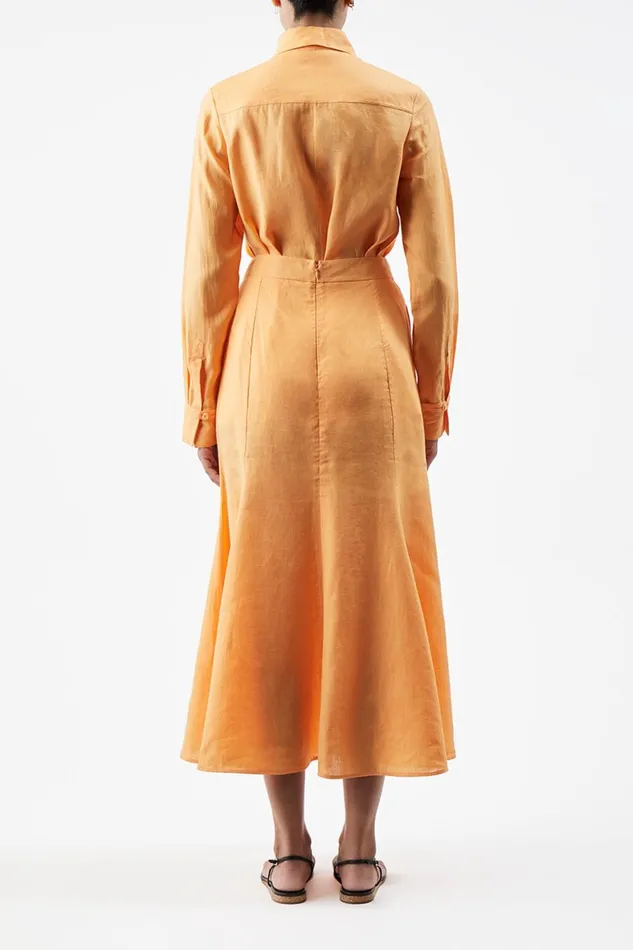 Skirts Women Gabriela Hearst Tate Midi Skirt In Fluorescent Orange Aloe Linen