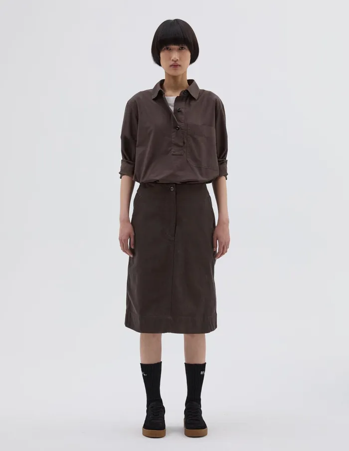 Skirts Women Margaret Howell Mhl Cinch Back Skirt Dark Brown