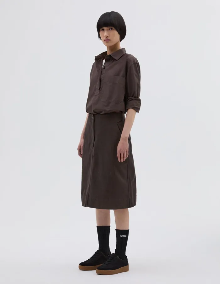 Skirts Women Margaret Howell Mhl Cinch Back Skirt Dark Brown
