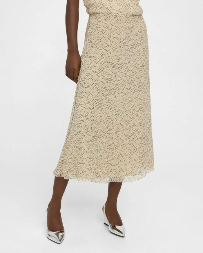Skirts Women Theory Flared Midi Skirt In Polka Dot Silk Oatmeal Multi Skirts Women Theory Flared Midi Skirt In Polka Dot Silk Oatmeal Multi