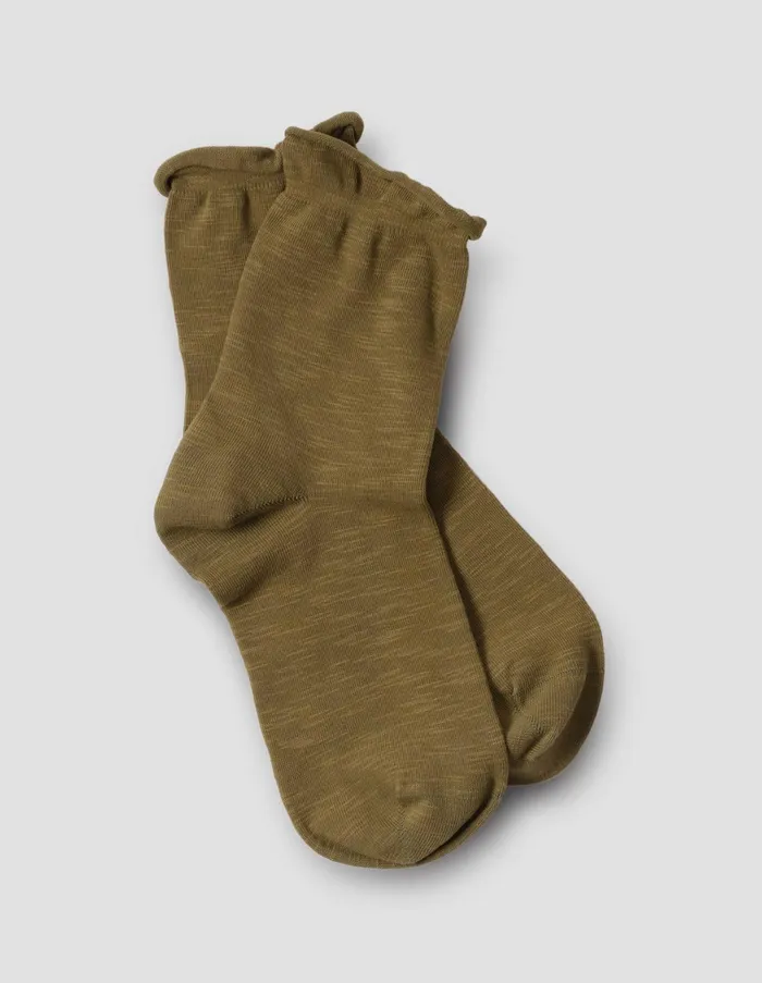 Socks Women Margaret Howell Mhl Roll Top Sock Olive Green