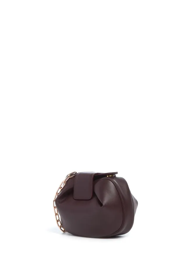 Soft Demi Women Gabriela Hearst Soft Demi Clutch With Chain In Bordeaux Nappa Leather