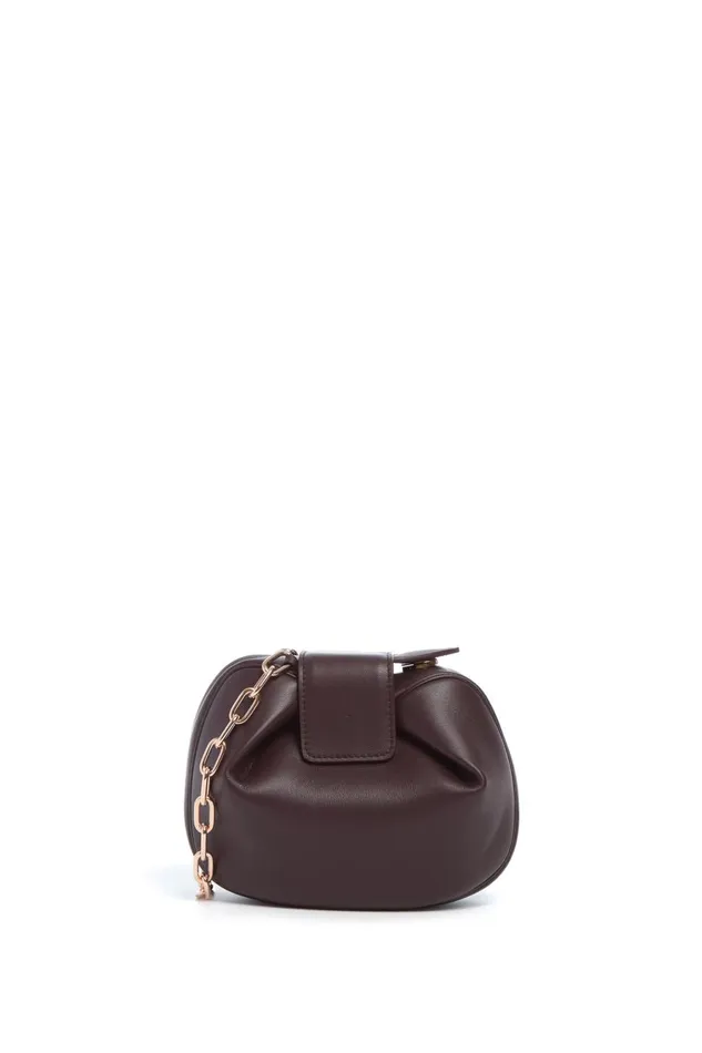 Soft Demi Women Gabriela Hearst Soft Demi Clutch With Chain In Bordeaux Nappa Leather