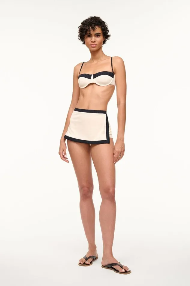 STAUD Bikinis STAUD NELL SWIM SKIRT IVORY BLACK 8211 Women