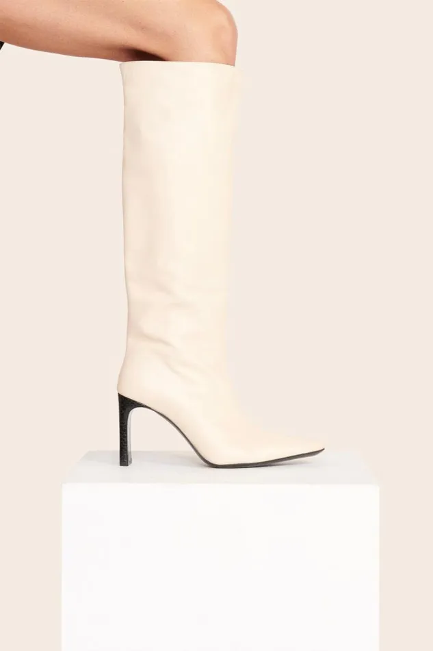 STAUD Boots STAUD WALLY HIGH HEEL BOOT CREAM BLACK 8211 Women