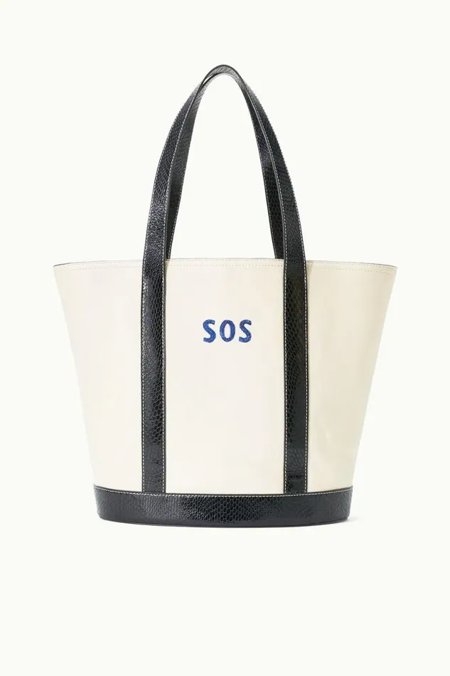 STAUD Custom Handbags STAUD CUSTOM MONOGRAM ALLORA TOTE CREAM BLACK 8211 Women