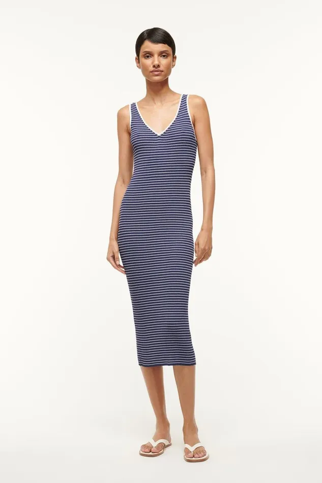 STAUD Dresses STAUD DANA DRESS NAVY MICRO STRIPE 8211 Women