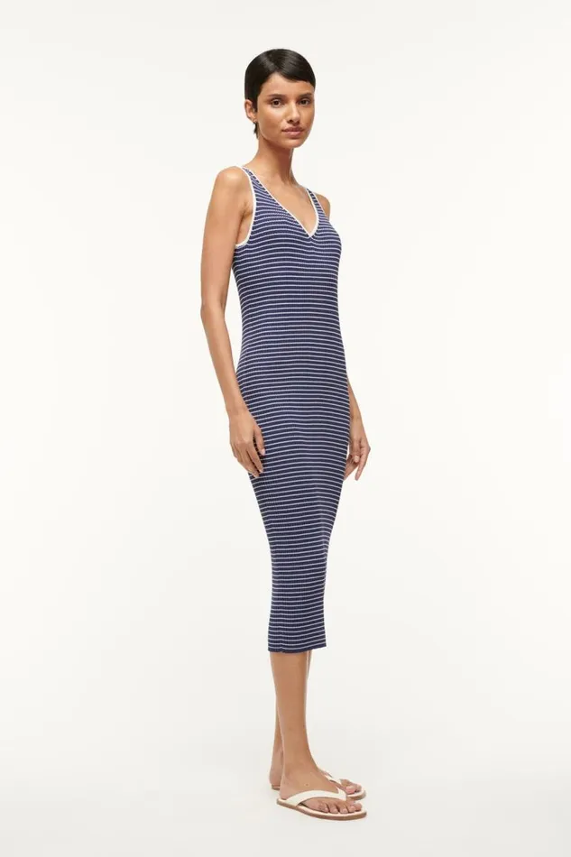 STAUD Dresses STAUD DANA DRESS NAVY MICRO STRIPE 8211 Women STAUD Dresses STAUD DANA DRESS NAVY MICRO STRIPE 8211 Women
