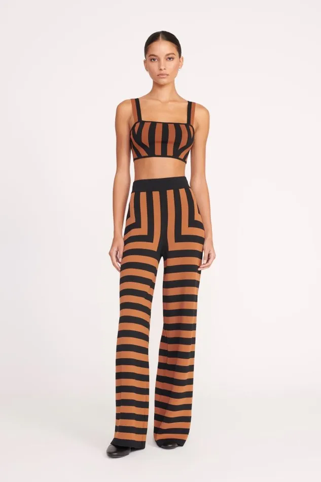 STAUD Tops STAUD ZOLA TOP BLACK TAN SEASHORE STRIPE 8211 Women STAUD Tops STAUD ZOLA TOP BLACK TAN SEASHORE STRIPE 8211 Women