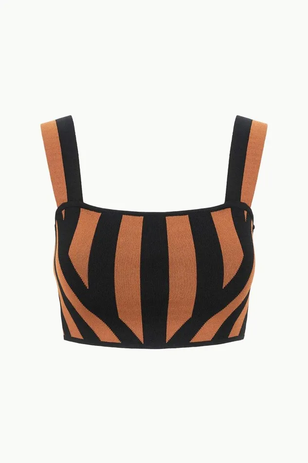 STAUD Tops STAUD ZOLA TOP BLACK TAN SEASHORE STRIPE 8211 Women STAUD Tops STAUD ZOLA TOP BLACK TAN SEASHORE STRIPE 8211 Women