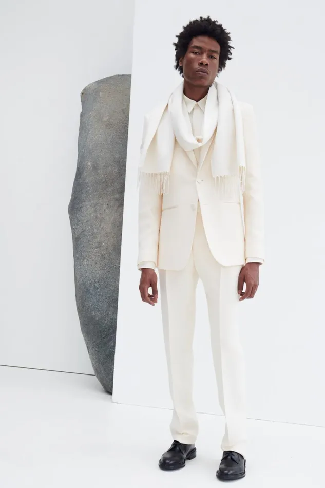 Suits Men Gabriela Hearst Nicolas Shirt In Ivory Silk Wool Cady