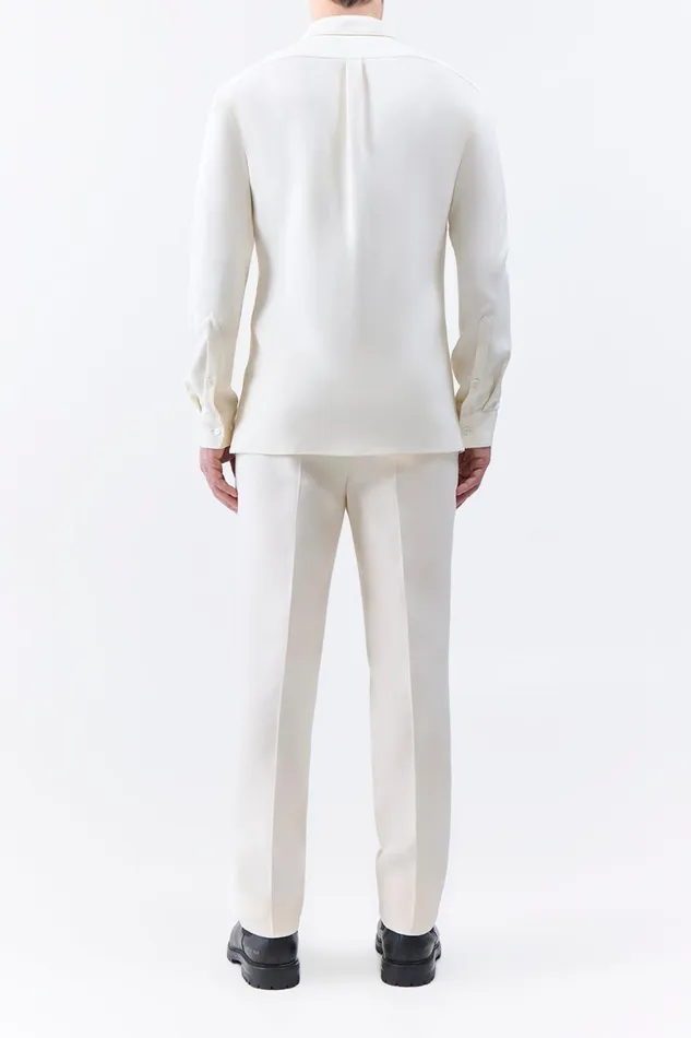Suits Men Gabriela Hearst Nicolas Shirt In Ivory Silk Wool Cady