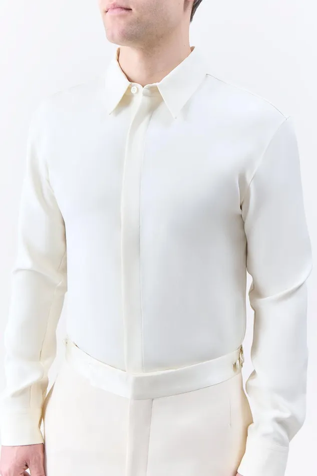 Suits Men Gabriela Hearst Nicolas Shirt In Ivory Silk Wool Cady