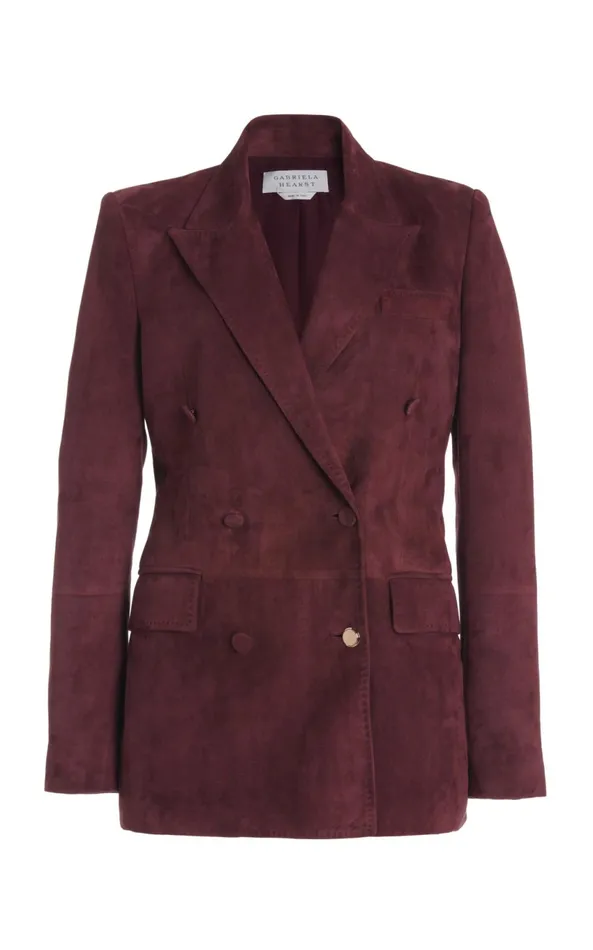 Suits Women Gabriela Hearst Gavin Blazer In Deep Bordeaux Suede