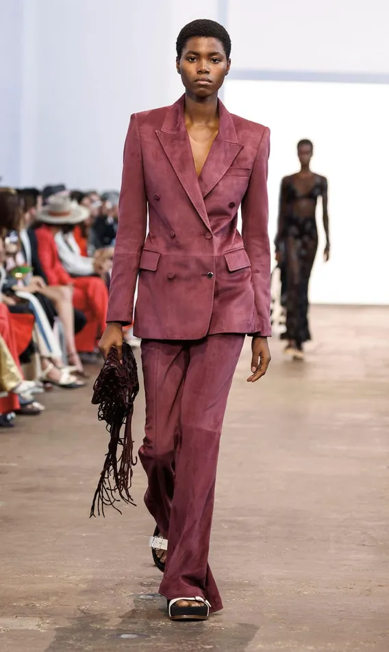 Suits Women Gabriela Hearst Gavin Blazer In Deep Bordeaux Suede