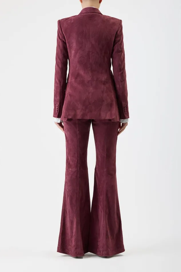 Suits Women Gabriela Hearst Gavin Blazer In Deep Bordeaux Suede
