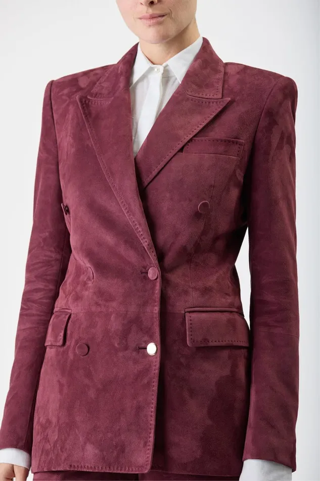 Suits Women Gabriela Hearst Gavin Blazer In Deep Bordeaux Suede
