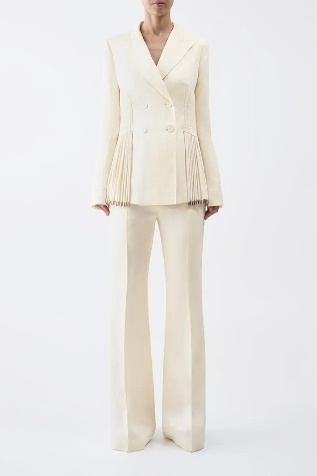 Suits Women Gabriela Hearst Giorgio Fringe Blazer In Ivory Textured Linen