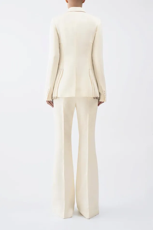 Suits Women Gabriela Hearst Giorgio Fringe Blazer In Ivory Textured Linen