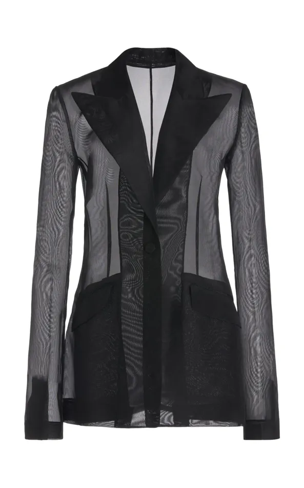 Suits Women Gabriela Hearst Leiva Sheer Blazer In Black Silk Organza