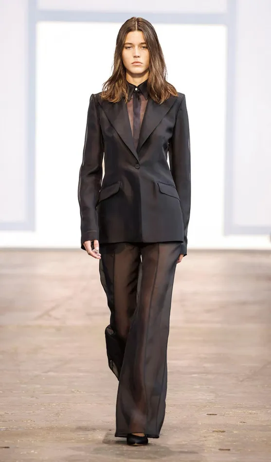 Suits Women Gabriela Hearst Leiva Sheer Blazer In Black Silk Organza